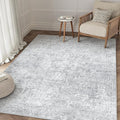 PureCozy 4x6 Area Rug Washable Vintage Entryway Living Room Carpet Indoor Office Non Slip Grey Entrance Distressed Low Pile Retro Accent Throw Rug for Dining Room Bathroom Bedroom Laundry