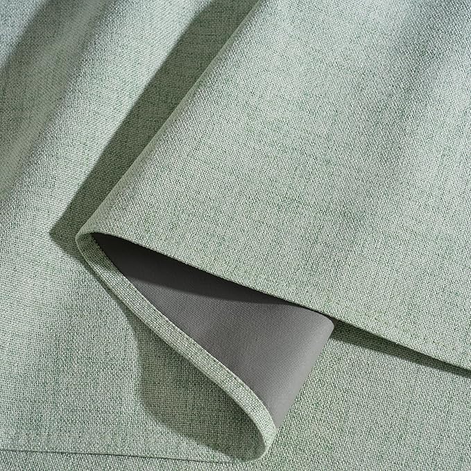 RYB HOME Sage Green 100% Blackout Curtains 108 inches Long, Thermal Insulated Linen Texture Drapes for Bedroom/Living Room, Elegant Farmhouse Curtains Back Tab&Rod Pocket, W52xL108, 2 Panels