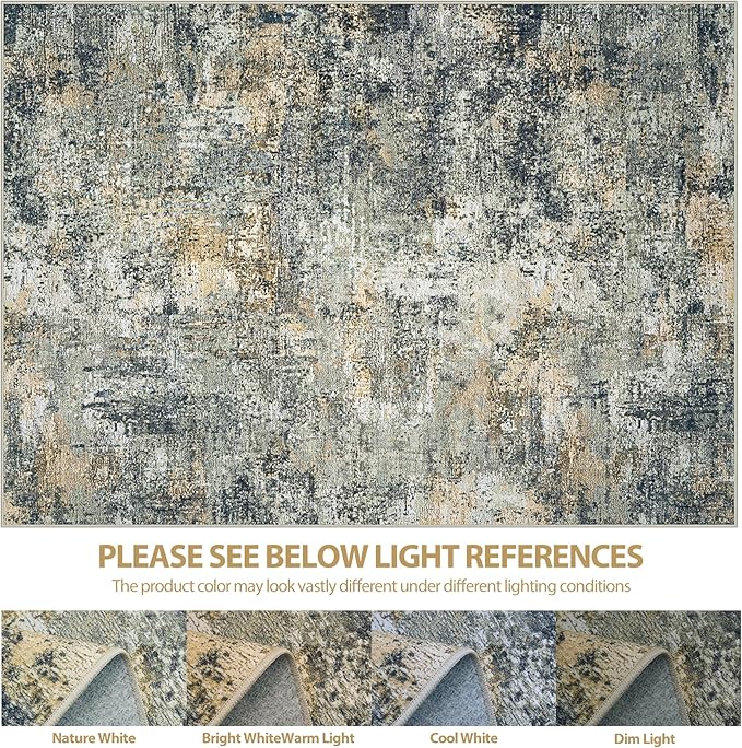 9x12 Area Rugs for Living Room Rug Washable: Abstract Large Rug for Dining Room Bedroom Carpet Non Slip 9 by 12 Indoor Modern Nursery Home Office Multi