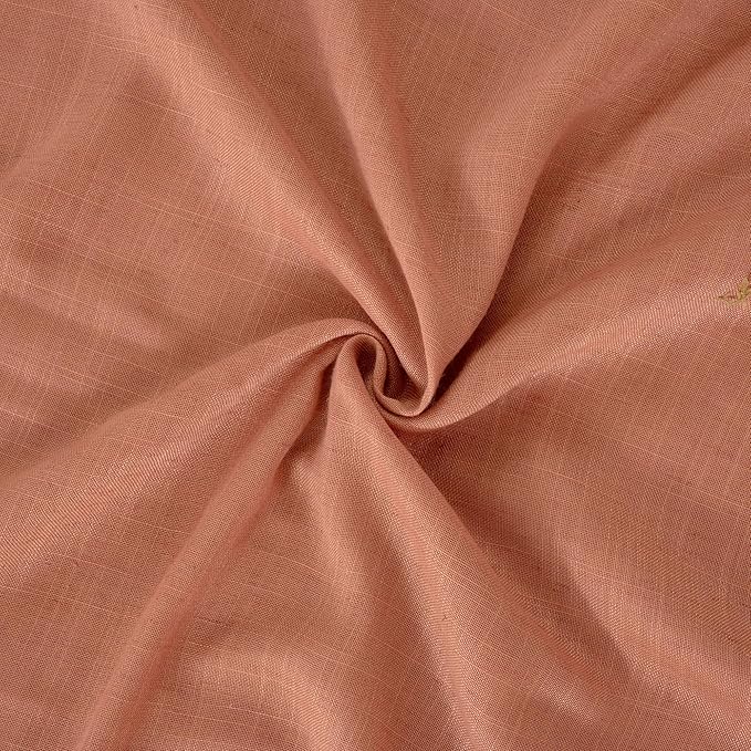 BGment Terracotta 96 Inches Long Linen Curtains for Living Room, Semi Sheer Window Drapes Rustic Textured for Farmhouse Bedroom Dining Room Rod Pocket Boho Lightweight, 2 Panels Set, Each 52 Inch Wide