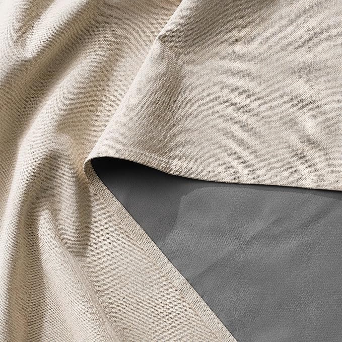 RYB HOME Warm Sand 100% Blackout Curtains for Bedroom, Linen Drapes Back Tab&Rod Pocket, Thermal Insulated Privacy Assurd Curtains for Sliding Glass Doors/Dining/Living Room, W52 x L102, 2 Panels