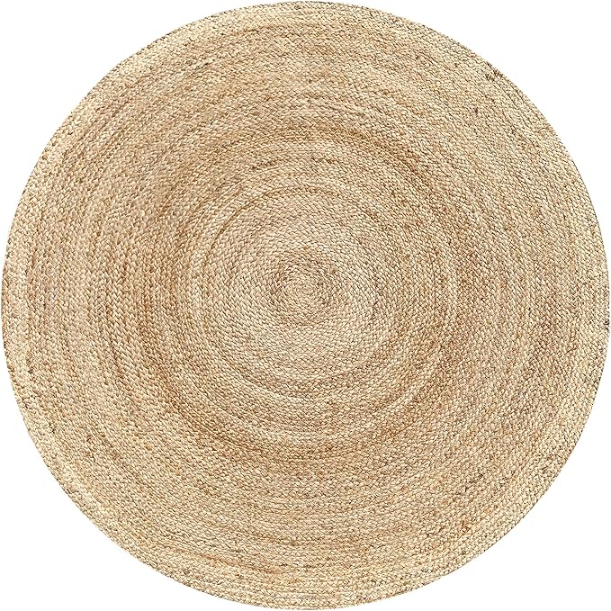 Hausattire Hand Woven Jute Braided Rug, 6’ Round – Natural, Reversible Boho Entry Area Rugs for Kitchen, Living Room I Farmhouse Decorative Floor Rug, 6 Feet Round