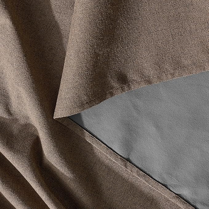 RYB HOME 100% Blackout Polyester Textured Curtains 90 inches Long, Thermal Insulating Privacy Energy Saving for Bedroom Living Room Window Office Theater Dining Nursery, W52 x L90 in, Coffee, 2 Panels
